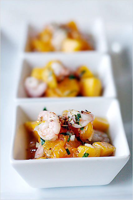 Fruit Salad with Baby Shrimps and Toasted Coconut