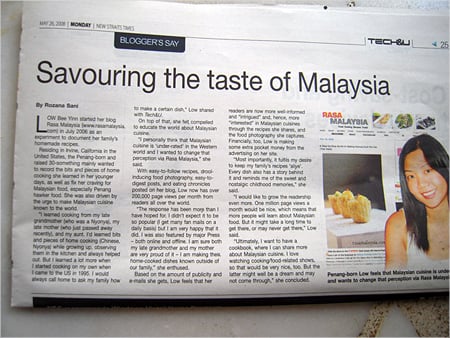 Savouring the Taste of Malaysia, The New Straits Times, May 26, 2008